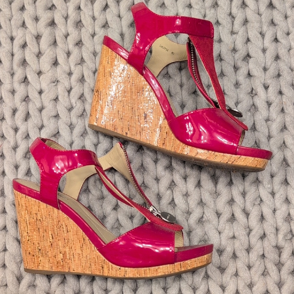 Geox Red Cork Wedge Sandals | Ankle Strap | Size 10 | Comfortable Summer Heels